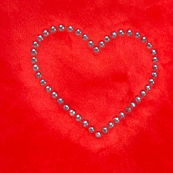 New girls red velour sweatshirt with rhinestone heart - Picture 2 of 4